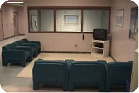 Shelter Care Area with two couches and a TV