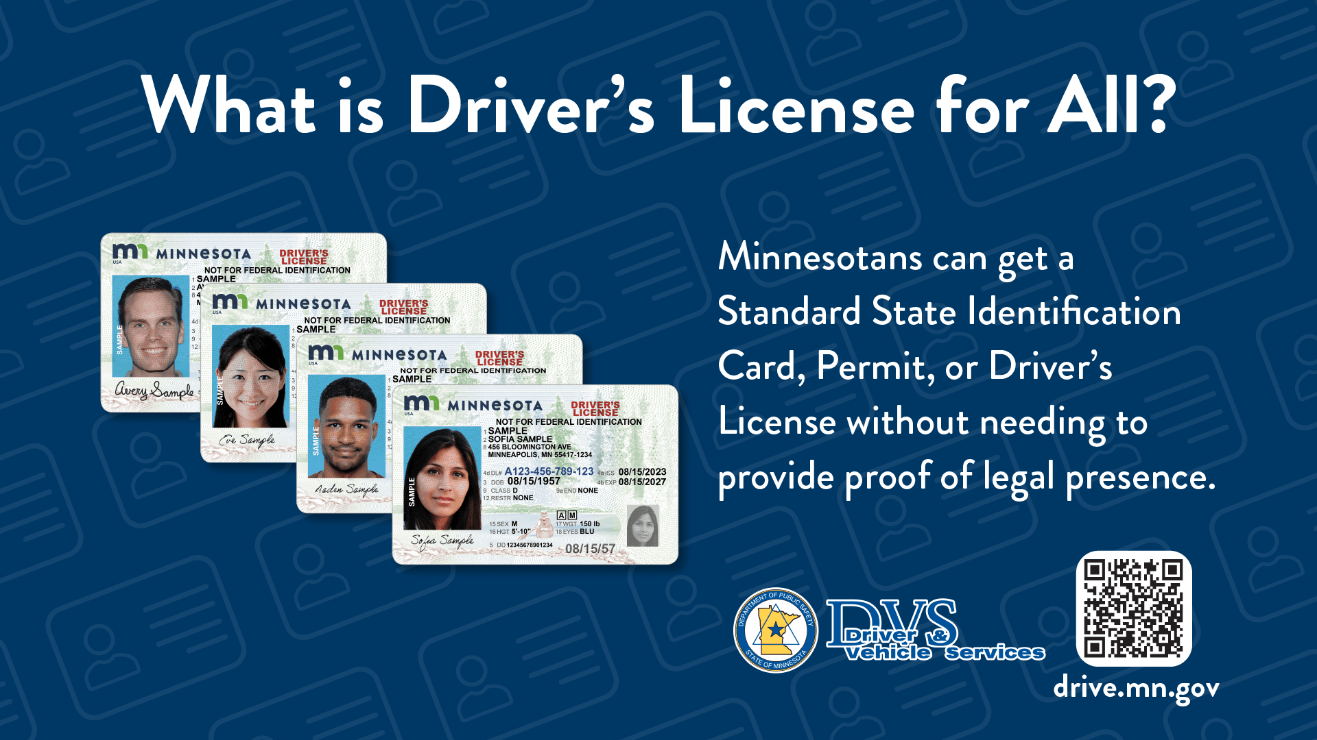 Minnesotans can get standard state identification card, permit, or driver's license without needing to provide proof of legal presence.
